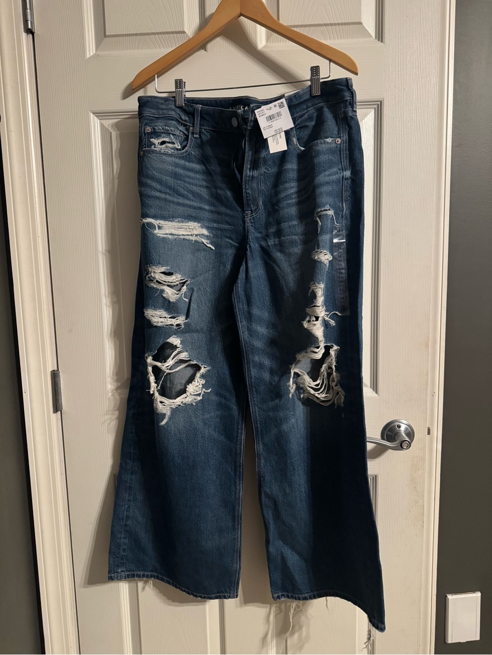 American Eagle Outfitters Dark Blue Ripped Flare Jeans